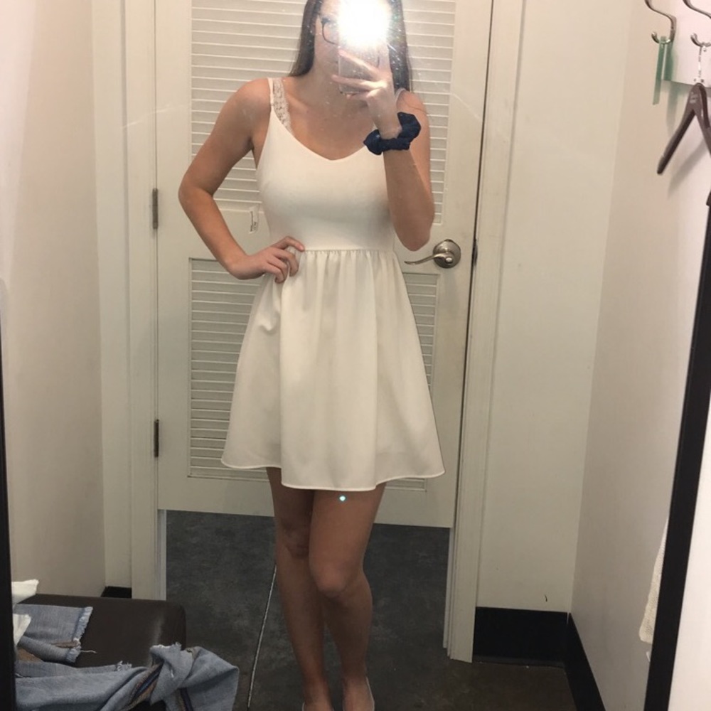 Short white fit and flare dress
